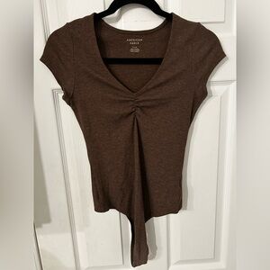 American Eagle Outfitters Brown Ribbed Bodysuit